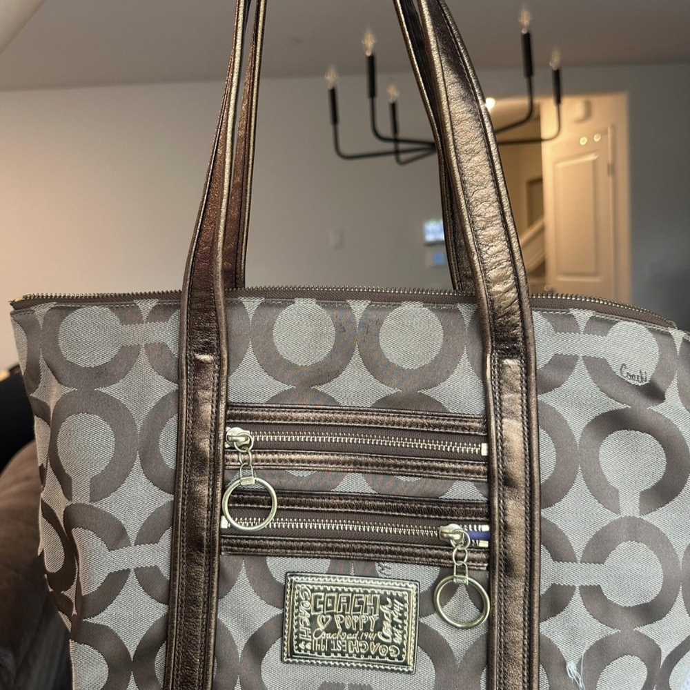 Coach Brown and Gold Signature Tote